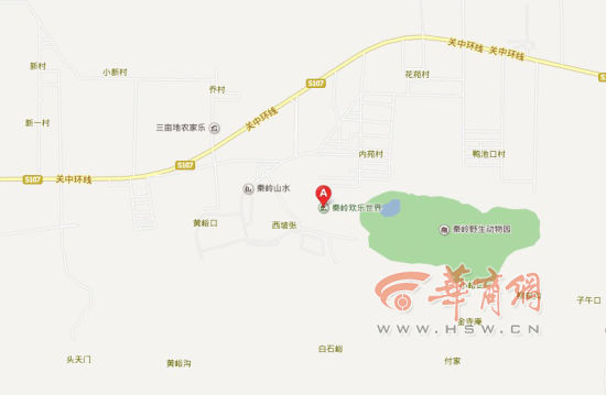 A處為事故發(fā)生地點“秦嶺歡樂世界”。