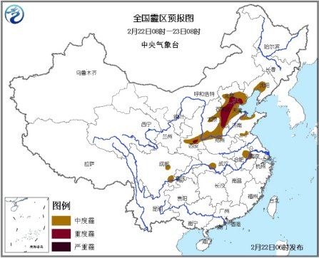 全國霾區(qū)預報圖。