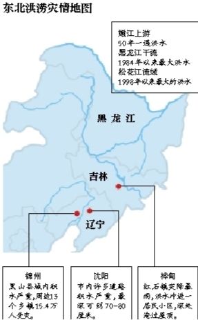 受持續(xù)降雨的影響，嫩江、松花江、黑龍江等3條大江同時(shí)出現(xiàn)超警戒水位的流域性大洪水